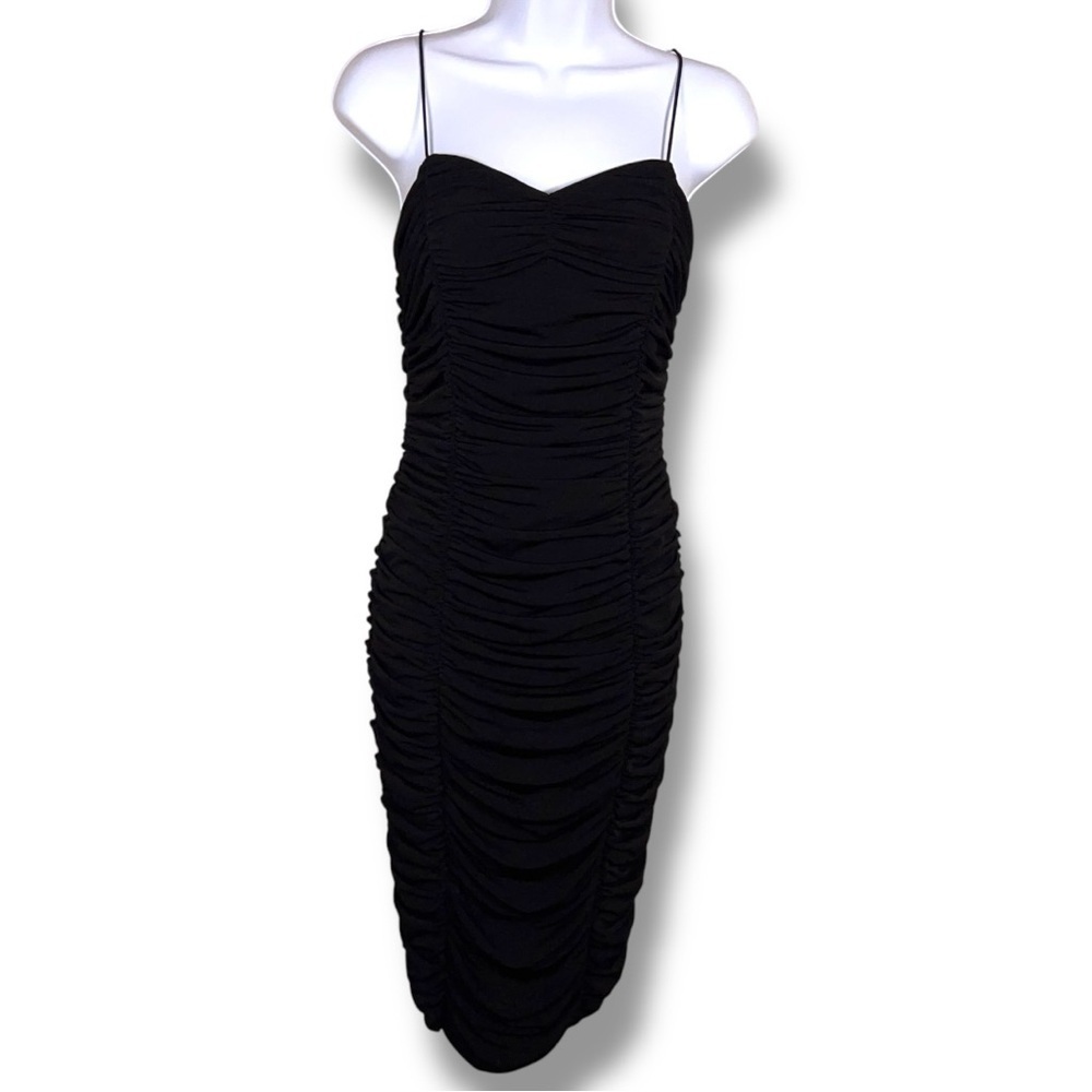 NWT Fashion Nova Juniors Fitted Ruched Black Dress Goth Retro Pinup Date Night